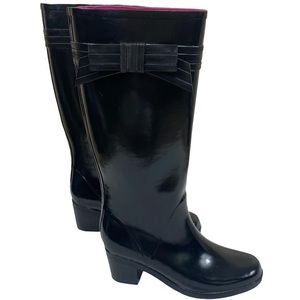 Kate Spade Randi Black Tall Rain Boots With Bow Size 9